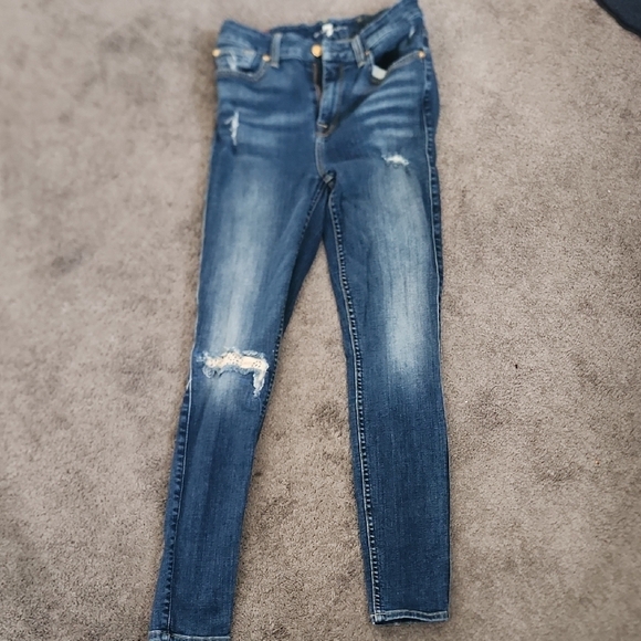 7 For All Man Kind  Blue Distressed Jeans - Picture 1 of 8
